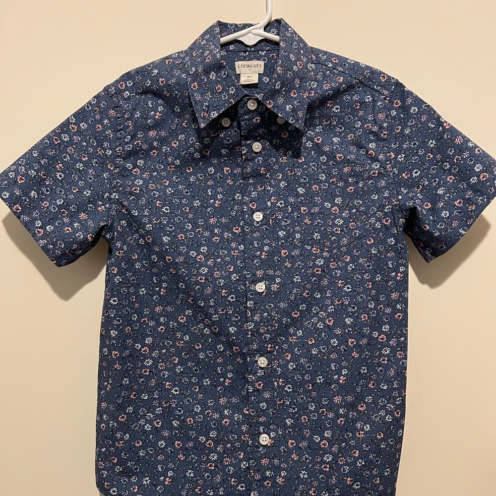 Crewcuts Blue and Pink Floral Shirt